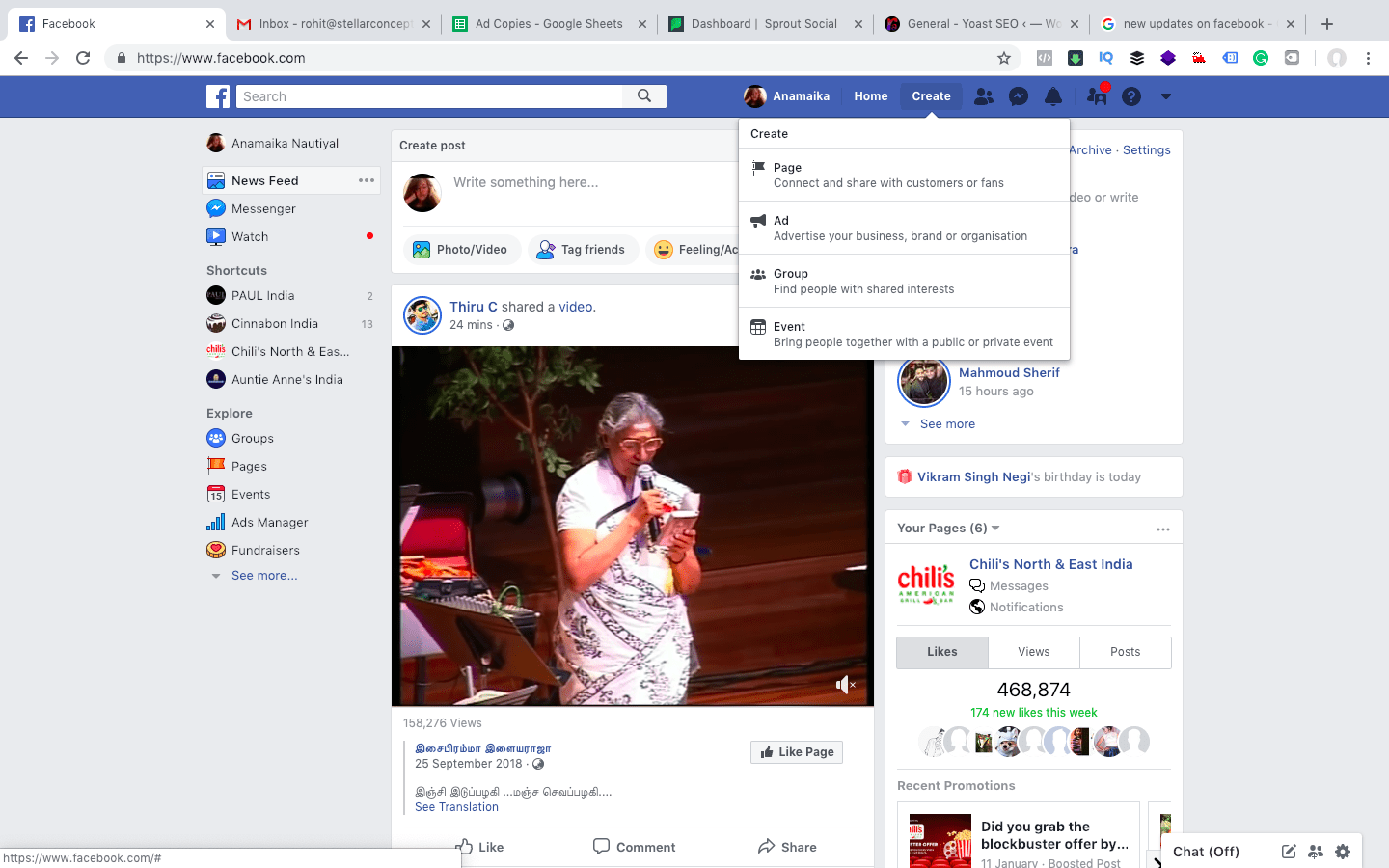 facebook page